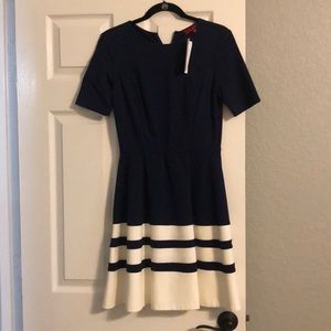 Navy Blue, Short Sleeve, Fit n Flare Dress